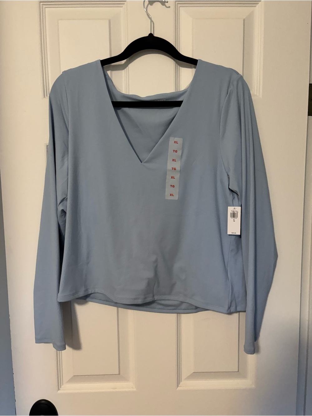Old Navy Women's Pale Blue V-Neck Long Sleeve Top